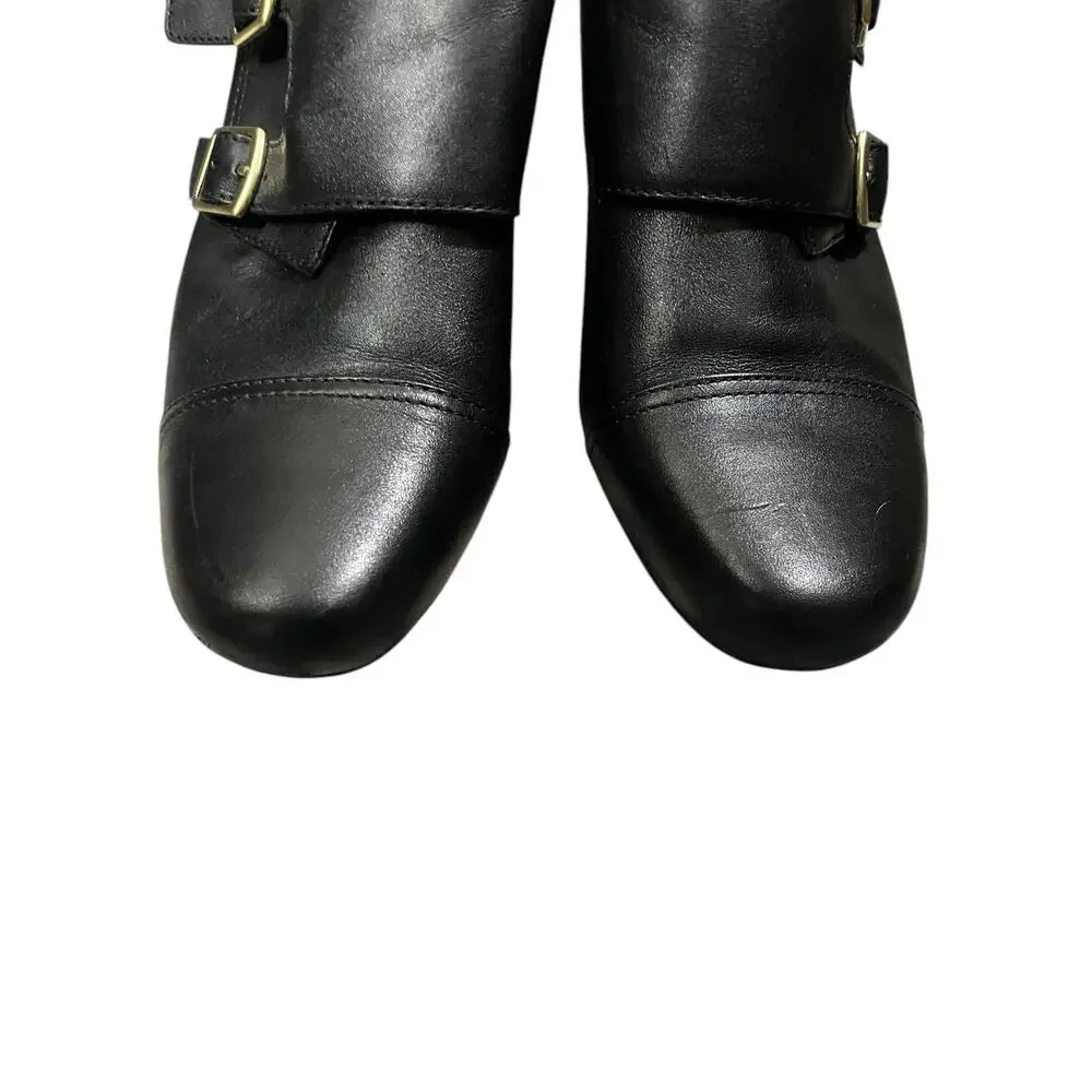 Clarks Bendables Womens Black Leather Heel Ankle Booties Size 9.5 Style 62597